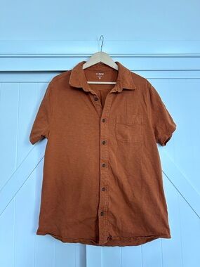 J. Crew Men's Short-Sleeve Button-Down Shirt in Rust Orange